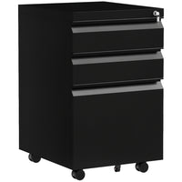 Vinsetto Steel Letter/A4/Legal Filing Cabinet with Lock & Hanging Bar - Black-Fits under desks for efficient space utilization
