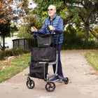 Journey UPWalker EZ Lite Upright Mobility Walker - Black-Built-in seat allows users to rest comfortably when needed