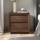Hudson&Canal Emmett Rectangular Nightstand - 24" W - Satin Walnut-Finished in wood-look black grain