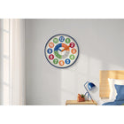 Monarch Specialties 9101 18" Round Juvenile Wall Clock - Multi-Coloured Face/Blue Frame-The large numeric display ensures accurate timekeeping at a glance, perfect for kids learning to tell time and brightening up their room with style