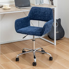 Homy Casa Adjustable Office Chair Chrome Base Fabric - Navy Blue-360-Degree Swivel: Enjoy full mobility and easy access to different areas of your workspace with the smooth 360-degree swivel function