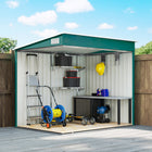 Outsunny Lean to Outdoor Storage Shed with Foundation Kit - 5' x 7'-Easily enter and exit with space-saving sliding doors
