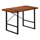 Monarch Specialties 7656 48" Computer Desk - Cherry/Black Metal-Industrial-inspired computer desk with a thick-panel desktop in a cherry wood-look finish