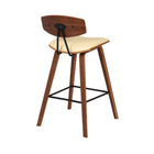 Armen Living Fox 25.5" Counter Height Mid-Century Modern Bar Stool in Cream Faux Leather & Walnut Wood-5