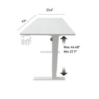 LjubLjana 47" 1-Piece Top Electric Height Adjustable Sit-Stand Desk with Drawer - White-Powerful Electric Motor - Enjoy a height range of 28" to 45" with this desk's powerful motor and strong legs using telescopic height adjustment, the easy-to-use push button controller features 4 memory pre-sets to save your preferred height