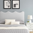 Modway Current Performance Velvet Full Platform Bed with Black Wood Legs - Light Grey-Reinforced Center Beam and Support Legs
