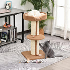 PawHut 36" Cat Tree with Sisal Mat Scratching Post and Cushion Bed - Brown-Top cat bed with cushion provides a snug place to relax 