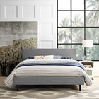 Modway Anya Fabric Queen Bed - Light Grey-Slatted Poplar Wood Support System