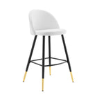 Modway Cordial Performance Velvet Bar Stools - White - Set of 2-Non-Marking Foot Caps