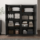 Manhattan Comfort Cornelia 59.22" 2-Piece Modern 11-Shelf Storage Closet - Black-90° open door design with European soft-close hinges for smooth, quiet use