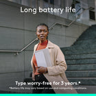 Logitech Keys-To-Go 2 Portable Bluetooth Tablet Keyboard with Built-in Cover - Pale Grey-3 Years of Battery Life: Long battery autonomy for up to 3 years so you can type worry-free, the Keys-To-Go 2 portable wireless keyboard comes pre-installed with included coin cell batteries