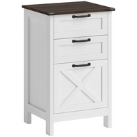 HOMCOM 3 Drawer Vertical Filing Cabinet with Silent Slides - Distressed White-Rustic farmhouse design enhances home office decor 