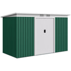 Outsunny Galvanized Steel Garden Tool Storage Shed - 9' x 4' - Dark Green-Spacious design for storing outdoor tools, equipment, and gardening gear 