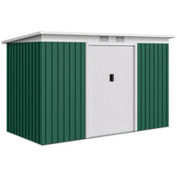 Outsunny Galvanized Steel Garden Tool Storage Shed - 9' x 4' - Dark Green-Spacious design for storing outdoor tools, equipment, and gardening gear 