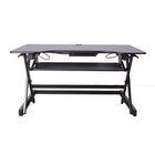 Rocelco 40" Adjustable Desk Riser w/4AC + 2 USB & 1 USB-C - Black- 40 inch wide desktop holds 2 large monitors, laptop and more. 