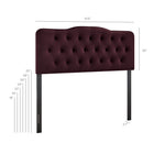 Modway Annabel Stain-Resistant Performance Velvet Queen Headboard - Mulberry-Diamond Button Tufting