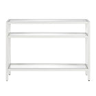 Hudson&Canal Sivil 42"W Console Table - White-Features a tempered glass top and shelves