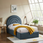 Modway Solana Arched Performance Velvet Twin Platform Bed - Cadet Blue-Arch-Shaped Headboard