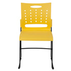Flash Furniture HERCULES Sled Base Stack Chairs with Air-Vent Back - Yellow - 5 Pack-Black Powder Coated Sled Base Frame with Plastic Floor Glides