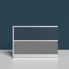 Luxor Modular Wall Extension - 70" W x 48" H - Wide Grey Frame, Frosted Acrylic, Cool Grey PET-Enhances light flow while reducing distractions