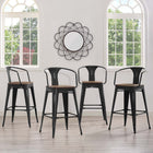 Modway Promenade Bar Stool - Black - Set of 4-Powder Coated Steel