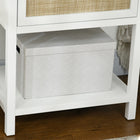 HOMCOM Bedside Table with Drawer, Open Shelf and Rattan Element - White-Assembly required