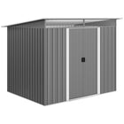Outsunny 8.5' x 6' Garden Storage Shed with Skylight - Grey-This storage unit offers ample space for all your outdoor equipment needs, from garden tools to pool supplies
