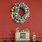 HOMCOM 24" Pre-Lit Christmas Wreath with Pine Cones and Berries - Green-Flame retardant branches provide peace of mind 