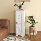 HOMCOM 47" H Farmhouse Storage Cabinet with Adjustable Shelf for Living Room - White-Two 3-level adjustable shelves offer versatile storage options 