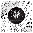 Mead 2027 Decorative Wall Calendar - 12" x 12" - Rad & Happy - Bilingual-Features bold black and white graphic designs with uplifting and cheerful visual accents