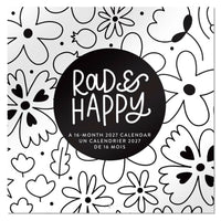 Mead 2027 Decorative Wall Calendar - 12" x 12" - Rad & Happy - Bilingual-Features bold black and white graphic designs with uplifting and cheerful visual accents