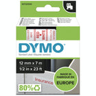 DYMO D1 Label Maker Tape - 12mm (1/2") - Red Print on White Label-Dymo Standard D1 Tape