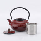 Minimal Enamelled Cast Iron Teapot - Line Red - 0.6 L-Perfect for brew the team and boil water with it