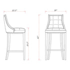 Manhattan Comfort Fifth Avenue 19" Traditional Faux Leather Upholstered Bar Stool - Pebble Grey - 3 Pack-Upholstered in Faux Leather with Foam Padding