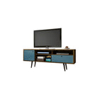 Manhattan Comfort Liberty 70.86" TV Stand, Rustic Brown/Aqua (202AMC93)-Free Standing TV Stand for Living Room and Bedroom use.