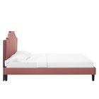 Modway Adelaide Performance Velvet King Platform Bed - Dusty Rose-Black Wood Legs With Non-Marking Caps