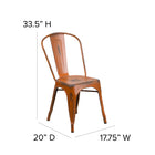 Flash Furniture Distressed Metal Indoor-Outdoor Stackable Chair - Orange-Cross Brace under seat provides extra stability