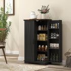 HOMCOM 41" H Kitchen Pantry Cabinet with Adjustable Shelves - Black-Four-tier cabinet with two adjustable shelves and 8 door shelves maximize storage space 