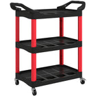 HOMCOM 3-Tier Rolling Tool Cart with Wheels-Three-tier shelves and storage holes maximize storage capacity