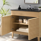 Modway Render 36" Bathroom Vanity - Oak/Black-MDF and Particleboard
