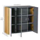 Kleankin Wall Mount Bathroom Mirror Cabinet with Three Doors - Grey-Two adjustable shelves in each cabinet accommodate different sized items