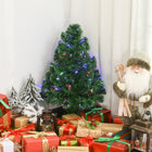HOMCOM 2.5' Pre-Lit Artificial Tabletop Christmas Tree - Geen-Multi-coloured fiber optic built light into the tree provides a dazzlingly display 