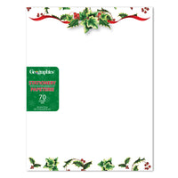 Geographics Holly & Ivy Letterhead - 8.5" W x 11" H - 70 Pack-Compatible with ink-jet printers