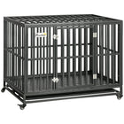 PawHut 44" Heavy Duty Steel Kennel Pet Cage - Black-Gauged tubes and frame made of robust steel for long lasting durability 