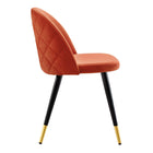 Modway Cordial Performance Velvet Dining Chairs - Orange - 2 Pack-Assembly Required