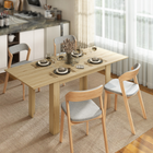 HOMCOM 55"-71" Rectangular Modern Extendable Dining Table for 6-8 - Natural Wood-Steel slide rails make expanding the table smooth and effortless