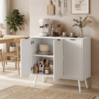 HOMCOM 36" Modern Sideboard Buffet Cabinet with Storage Doors - White-Equipped with two adjustable shelves to accommodate items of various heights