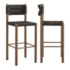 Modway Parkland Outdoor Patio Rattan and Aluminum Bar Stools - Walnut - Set of 2-Set of 2 Outdoor Dining Bar Stools