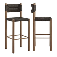 Modway Parkland Outdoor Patio Rattan and Aluminum Bar Stools - Walnut - Set of 2-Set of 2 Outdoor Dining Bar Stools