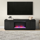 Hudson&Canal Presque TV Stand with 26" Crystal Fireplace for TV's up to 75" - Black Grain-Constructed of sturdy MDF materials in a black grain wood-look finish